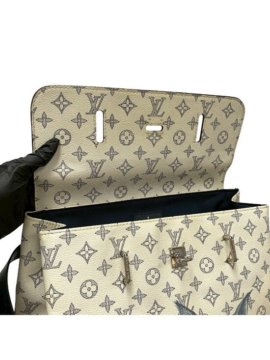 Louis Vuitton Monogram Savanna Steamer Leather Backpack Navy White